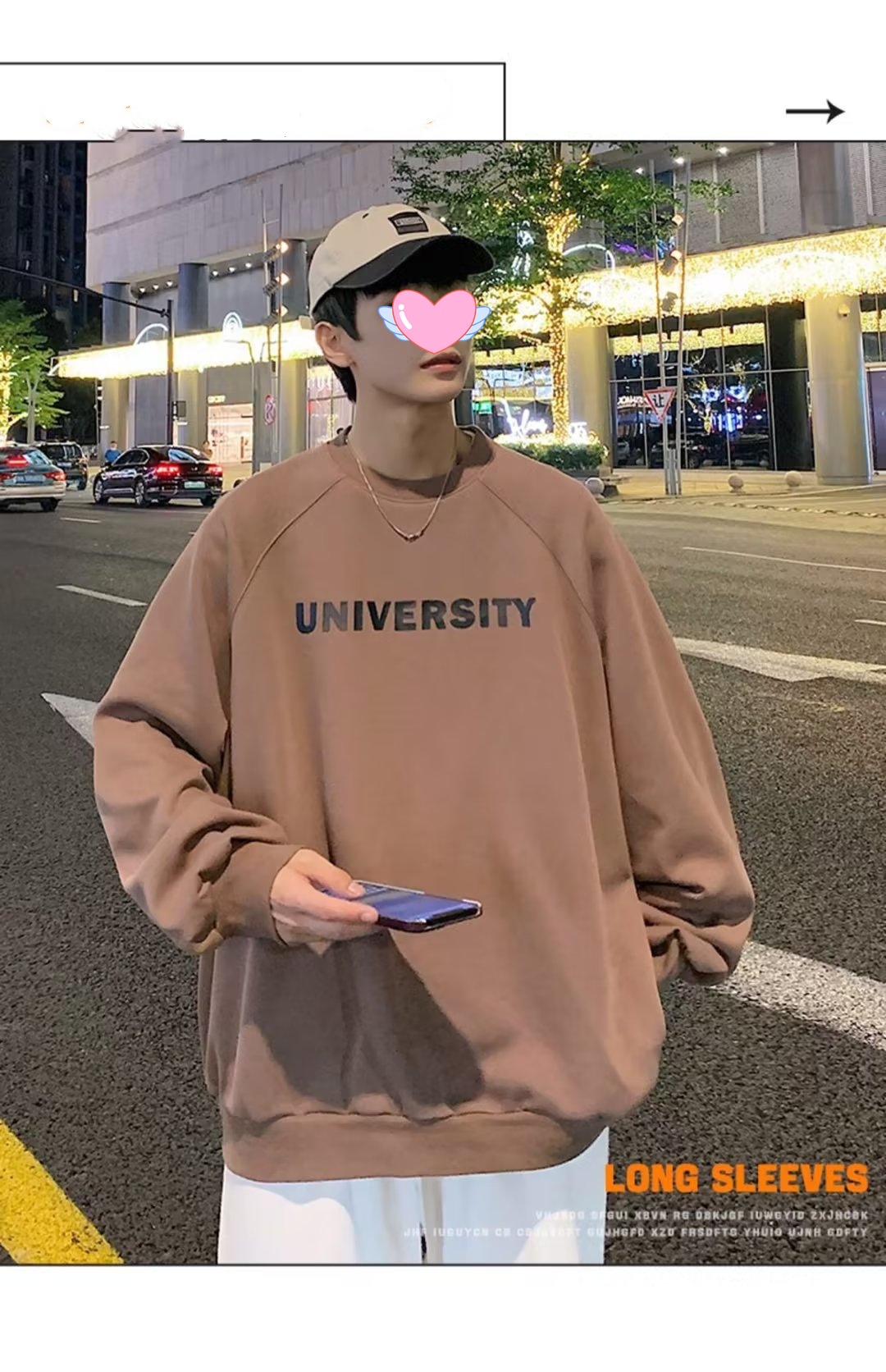 boy Men's Hoodless Crew Neck Zhongshan Sweatshirt Fleece Lined Thickened Autumn Winter Base Shirt Loose Long Sleeve T-Shirt_voghion.com