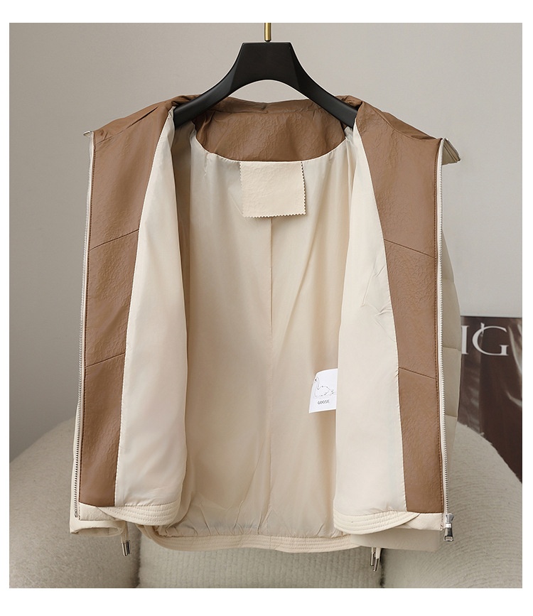 ChicShe 2025 Autunno Inverno Nuovo Cappotto Corto in Pelle di Pecora da Donna in Piuma d'Oca Spessa e Calda Giacca in Vera Pelle Haining_voghion.com