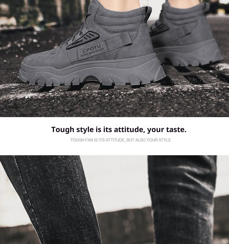 ShoeGlobe Martin Spring da uomo, stivali da trekking alti, impermeabili, antiscivolo, da lavoro e da esterno, con suola spessa e altezza maggiorata_voghion.com