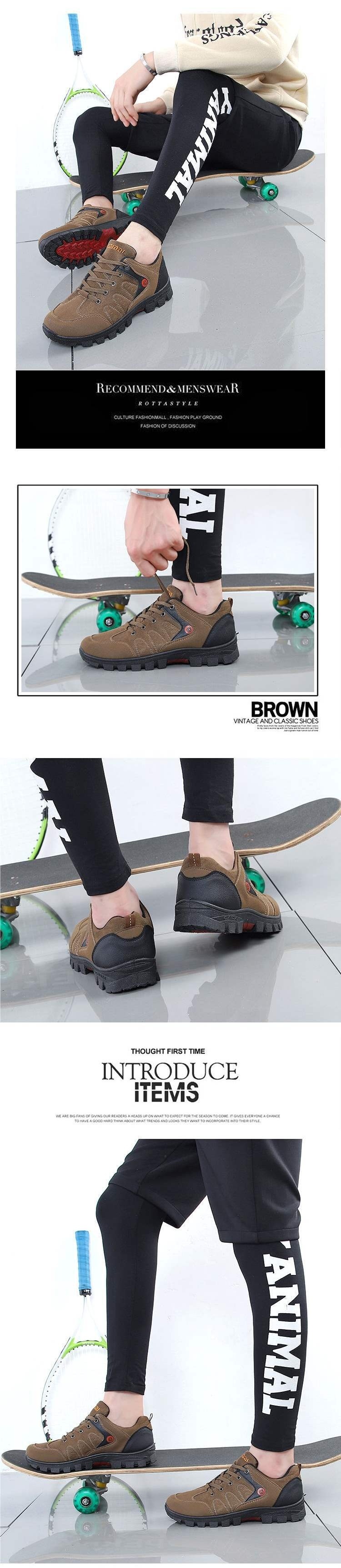 ShoeGlobe Chaussures de randonnée ShoeGlobe Nouvelles chaussures de trekking d'extérieur antidérapantes et imperméables, légères, pour l'automne, la pêche, le travail et les voyages, pour hommes, à semelle épaisse_voghion.com