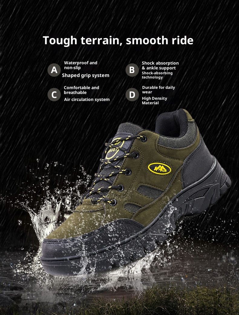 Chaussures de randonnée ShoeGlobe pour hommes, toutes saisons, à semelle large, antidérapantes, imperméables et résistantes à l'usure. Idéales pour les voyages et le travail._voghion.com