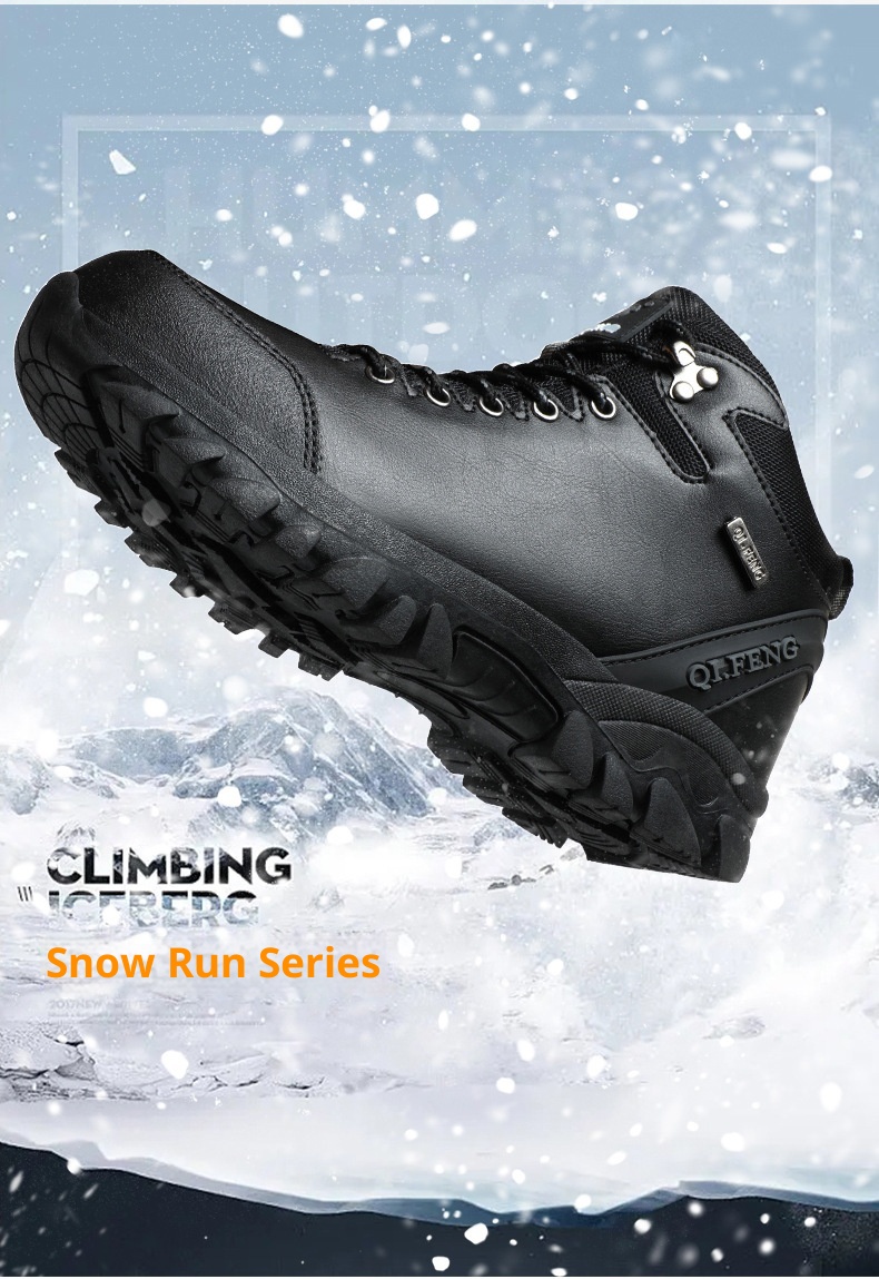 ShoeGlobe Winterschuhe mit dicker Sohle, rutschfest, wasserdicht, hoch geschnitten, für Outdoor-Aktivitäten wie Wandern und Freizeit._voghion.com