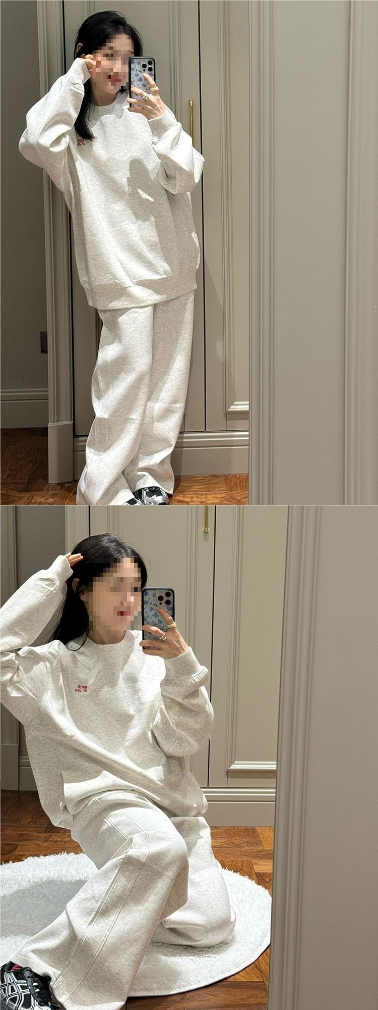 001 Koreaanse stijl luie casual sportkleding voor vrouwen lente en herfst student losse afslankende ronde hals sweatshirt hardlopen_voghion.com