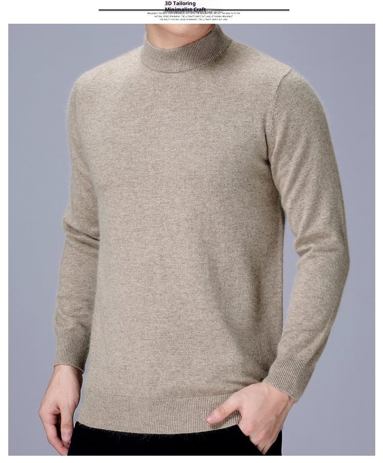 1 autentico maglione in pura lana ispessita per uomo, maglione a collo alto, strato di base per la mezza età, maglione da papà_voghion.com