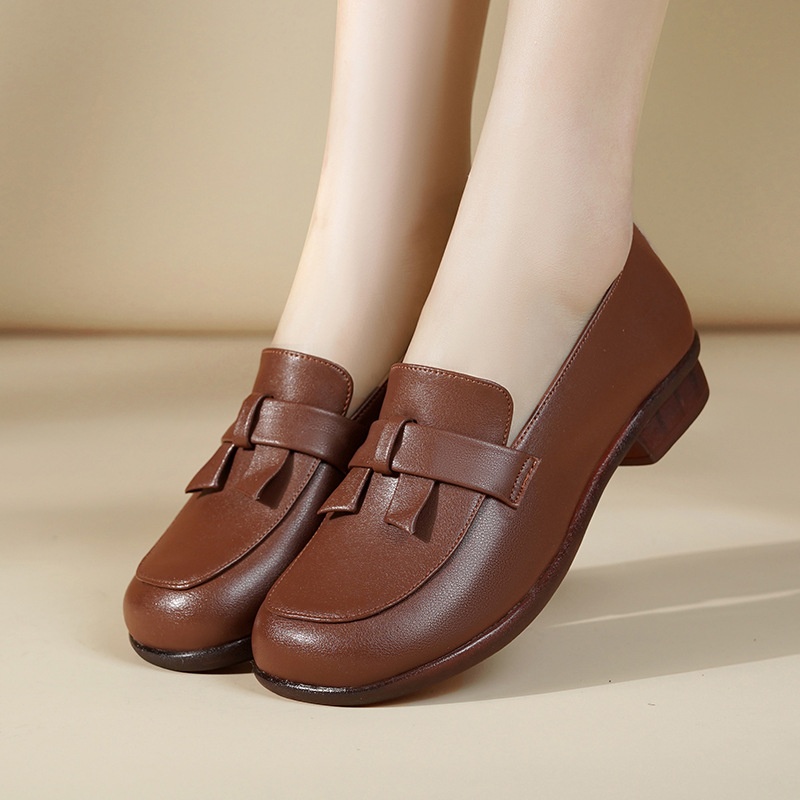 Loafers Dames Lente Herfst Nieuwe Britse Stijl Kleine Echte Lederen Zachte Zool Instappers Enkel Schoenen Voor Middelbare Leeftijd En_voghion.com