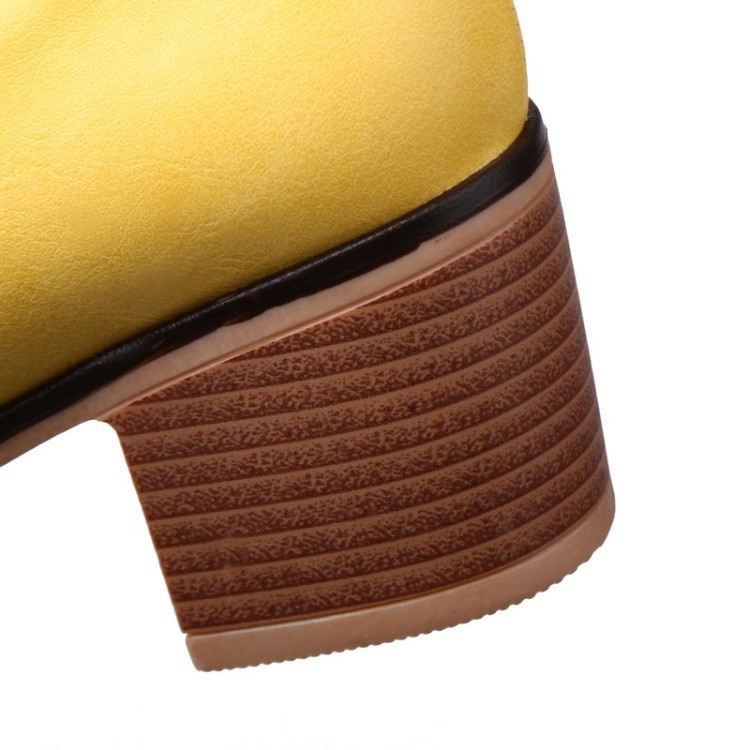 Mocassins com laço, bico redondo, abertura rasa, modelo único, salto médio, estilo europeu e americano, tamanho grande, para mulheres._voghion.com