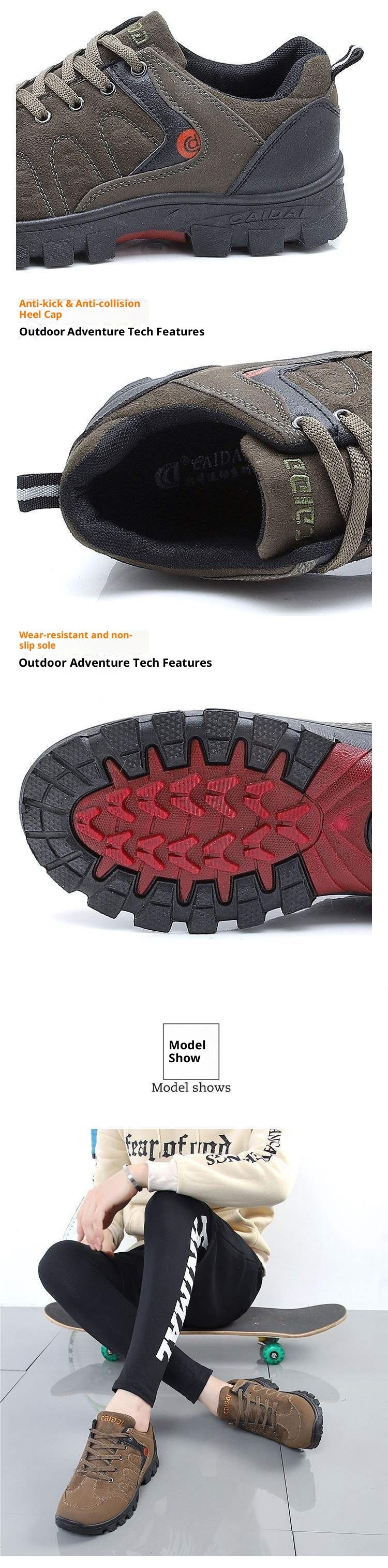 ShoeGlobe Chaussures de randonnée ShoeGlobe Nouvelles chaussures de trekking d'extérieur antidérapantes et imperméables, légères, pour l'automne, la pêche, le travail et les voyages, pour hommes, à semelle épaisse_voghion.com