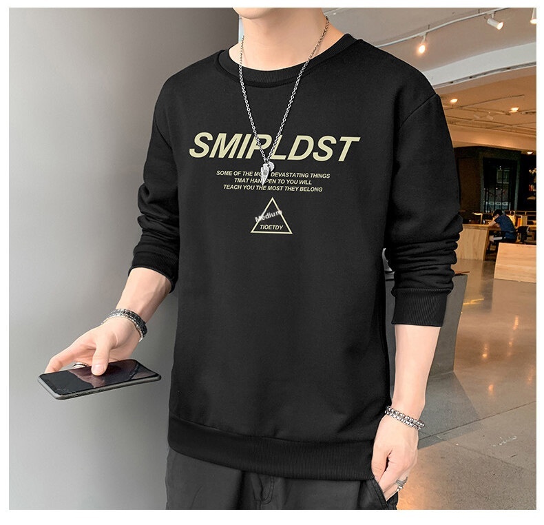 Garçon Nouveaux vêtements d'automne printemps T-shirt à manches longues Chemise de base Pull à col rond pour homme_voghion.com