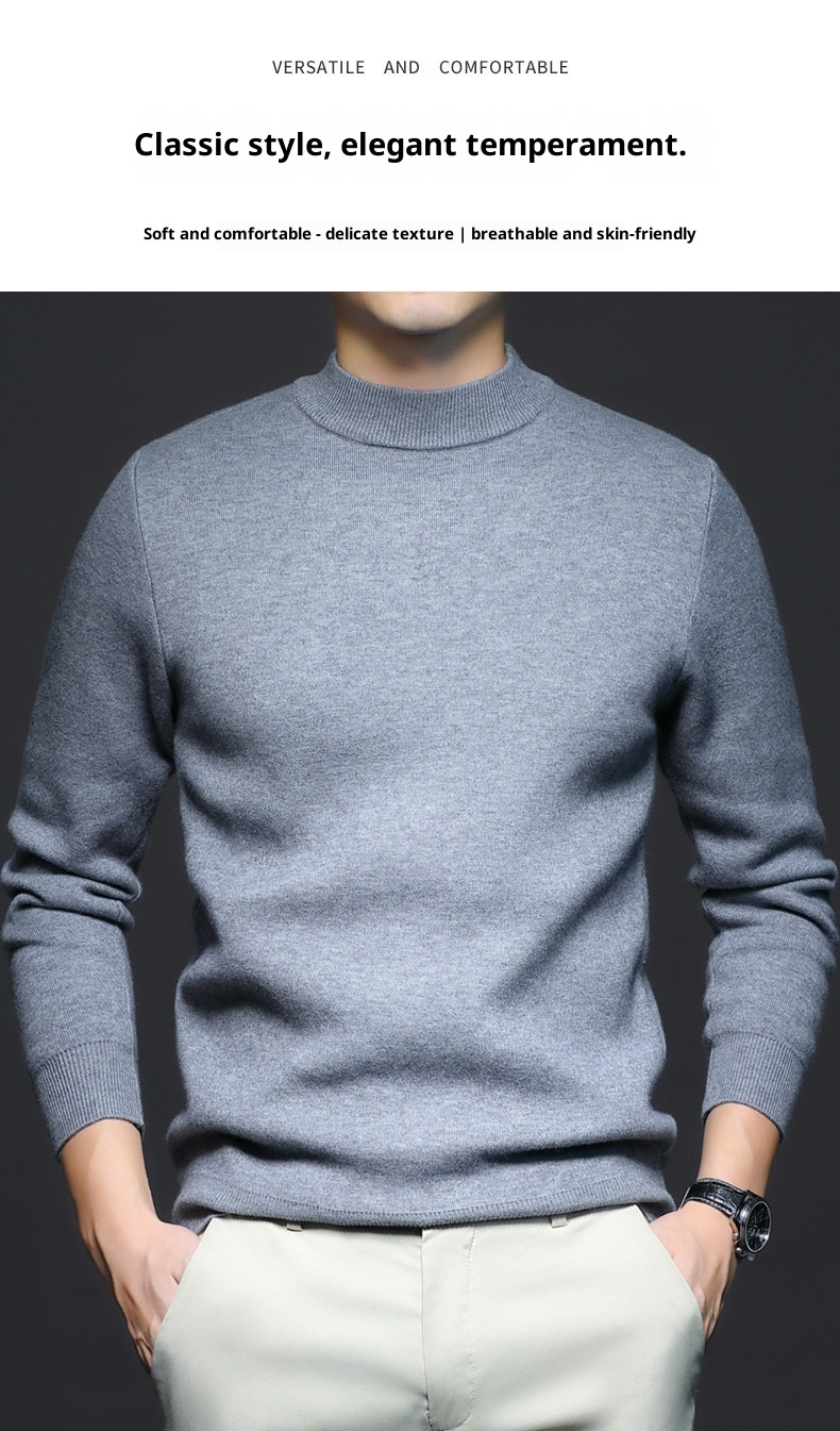 1 Factory Direct New Autumn Solid Color Half Turtleneck Slim Fit Sweater For Men Youth Base Shirt Men's Clothing_voghion.com