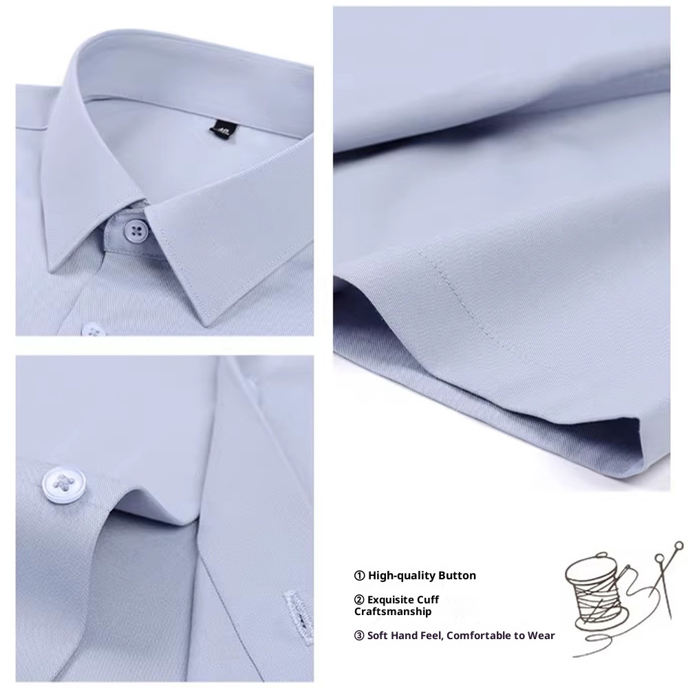 ForMen Men's Short Sleeve With Mulberry Silk, Wrinkle-Free, Professional Workwear, Summer Thin Business Shirt_voghion.com