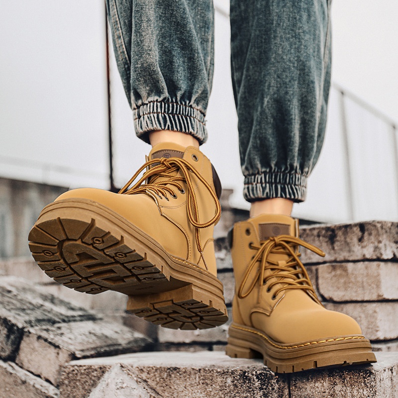 ShoeGlobe Men's Safety Shoes Winter Construction Site Wear-Resistant Work Martin Boots Waterproof Non-Slip Hiking Sports Autumn_voghion.com