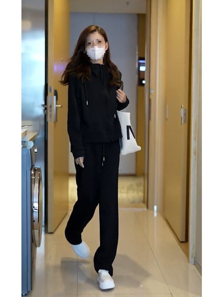 001 Abbigliamento sportivo per donna Primavera e autunno Studente stile coreano felpa casual due pezzi allentata e dimagrante alla moda da corsa_voghion.com