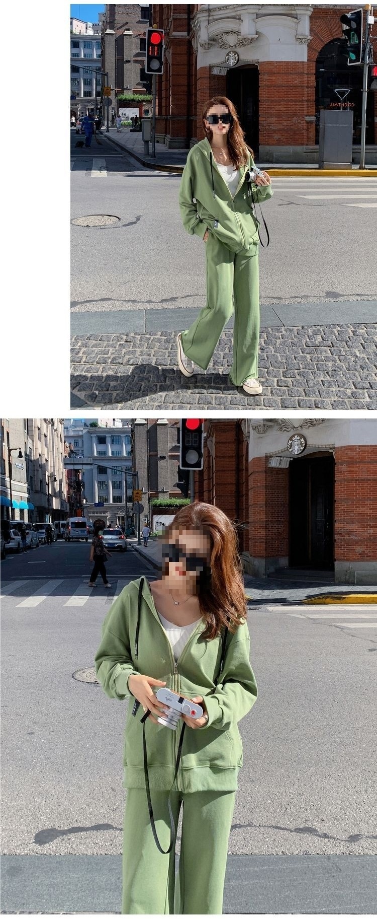 001 Plus Size Extra Large Sports Casual For Women, Spring Autumn Cardigan Sweatshirt And Wide-Leg Pants Two-Piece Set_voghion.com