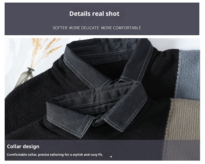 1 Anyang Maglione caldo e spesso con colletto a camicia da uomo in due pezzi autunno inverno 2024 all'ingrosso_voghion.com