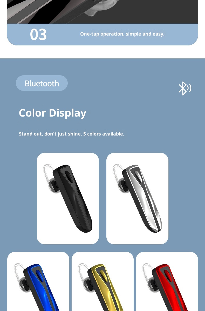 Écouteurs intra-auriculaires Bluetooth sans fil 3c Cross-Border M-C8 avec crochet d'oreille, longue autonomie, étanches, pour le sport et réduction de bruit (Huaqiangbei)_voghion.com