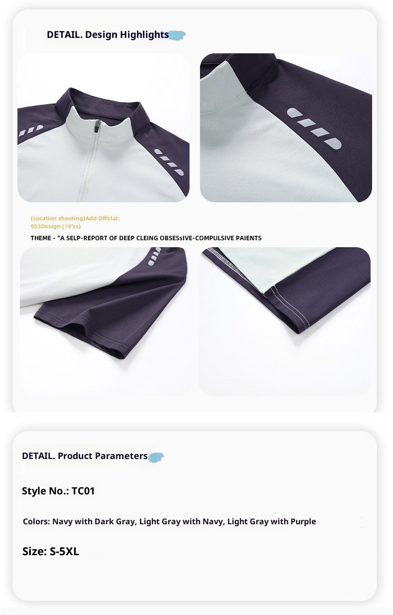 boy Boy Half-Zip Outdoor Sports Long Sleeve Quick-Dry Autumn Sun Protection Reflective Men's Running Fitness Basketball Shirt_voghion.com