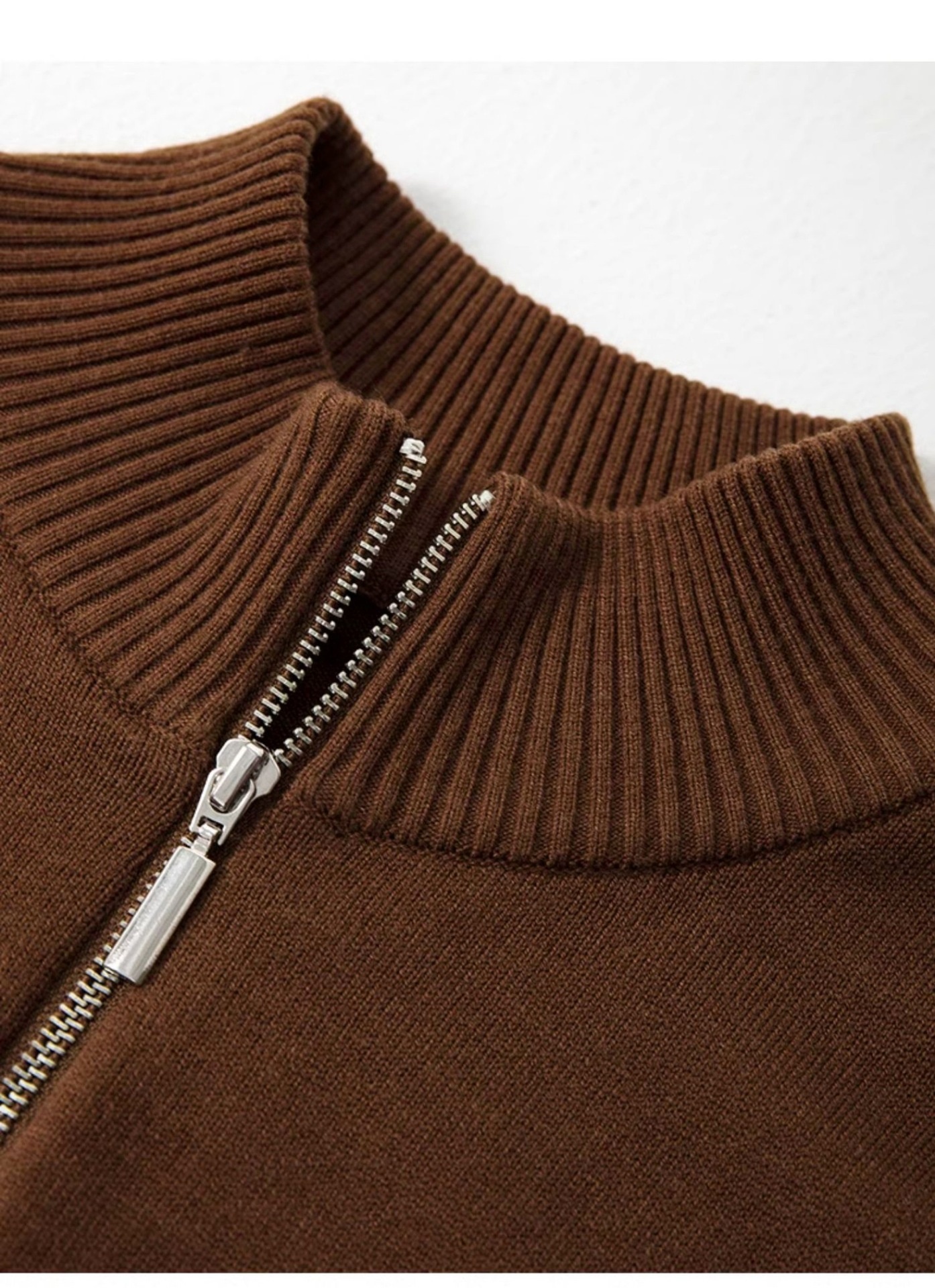 Neuer Herrenpullover für Frühling und Herbst, langärmelig, lässig, mit Stehkragen, halbem Reißverschluss, schmal geschnitten, Strickmode, figurschmeichelnd_voghion.com