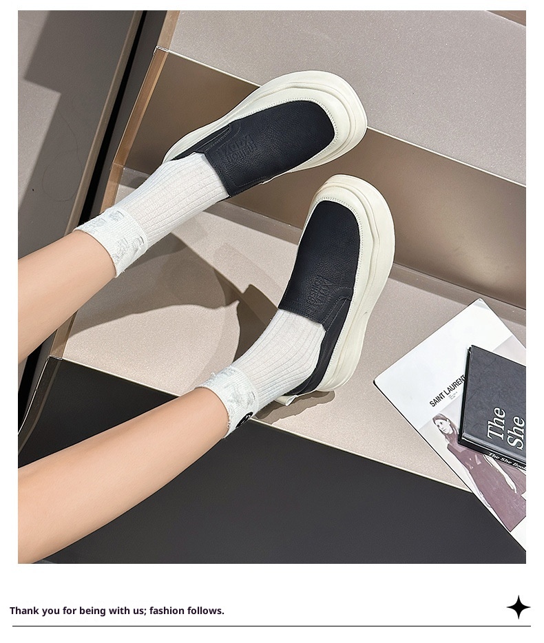 Mocassins retrô de couro genuíno para mulheres, modelo 2025, com sola grossa, estilo britânico, versáteis e fáceis de calçar para primavera e outono._voghion.com