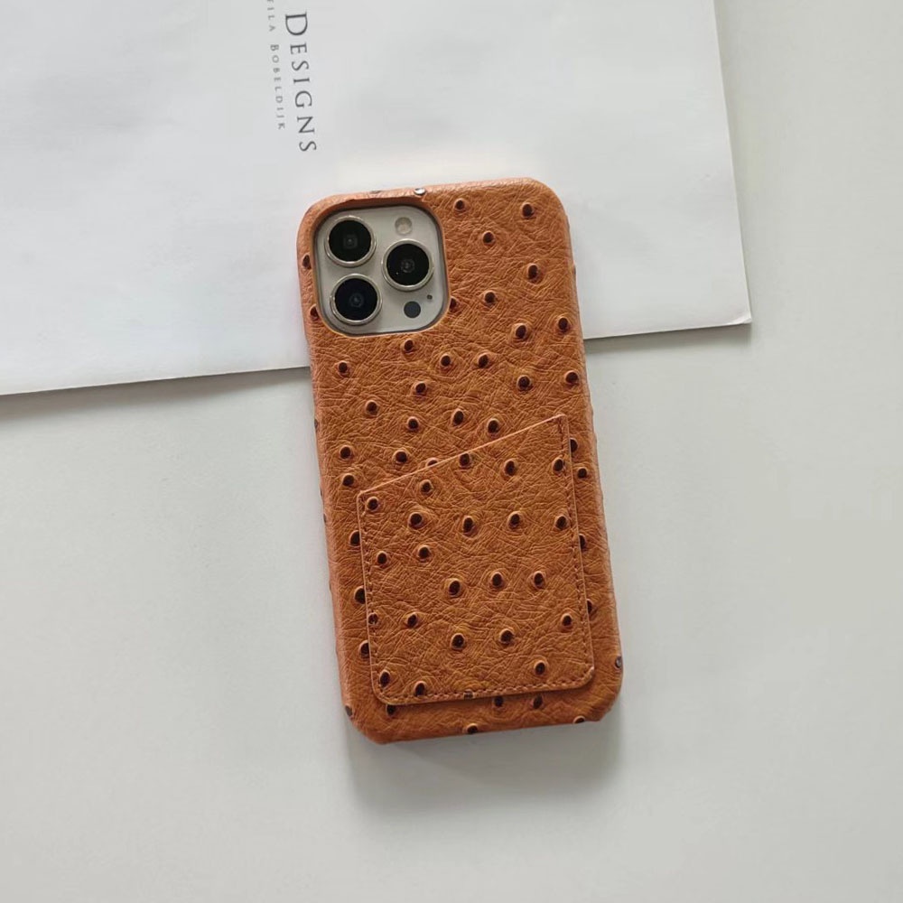 TechGlobe Ostrich Pattern Compatible With 15/14/16e Coin Card Holder 16promax17pro Phone Case Heat Dissipation Upgrade_voghion.com