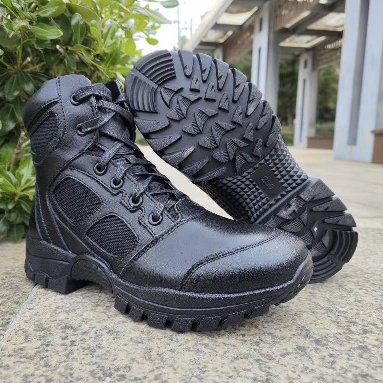 ShoeGlobe Scarpe da arrampicata alte in vera pelle, impermeabili, antiscivolo, resistenti all'usura, ultraleggere, da combattimento, con cerniera, per attività all'aperto_voghion.com