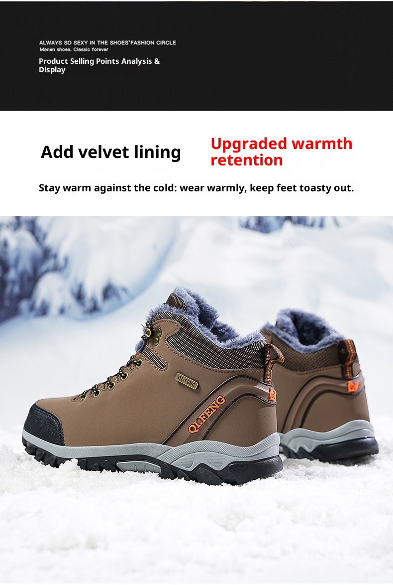 ShoeGlobe Winterschuhe mit dicker Sohle, rutschfest, wasserdicht, hoch geschnitten, für Outdoor-Aktivitäten wie Wandern und Freizeit._voghion.com