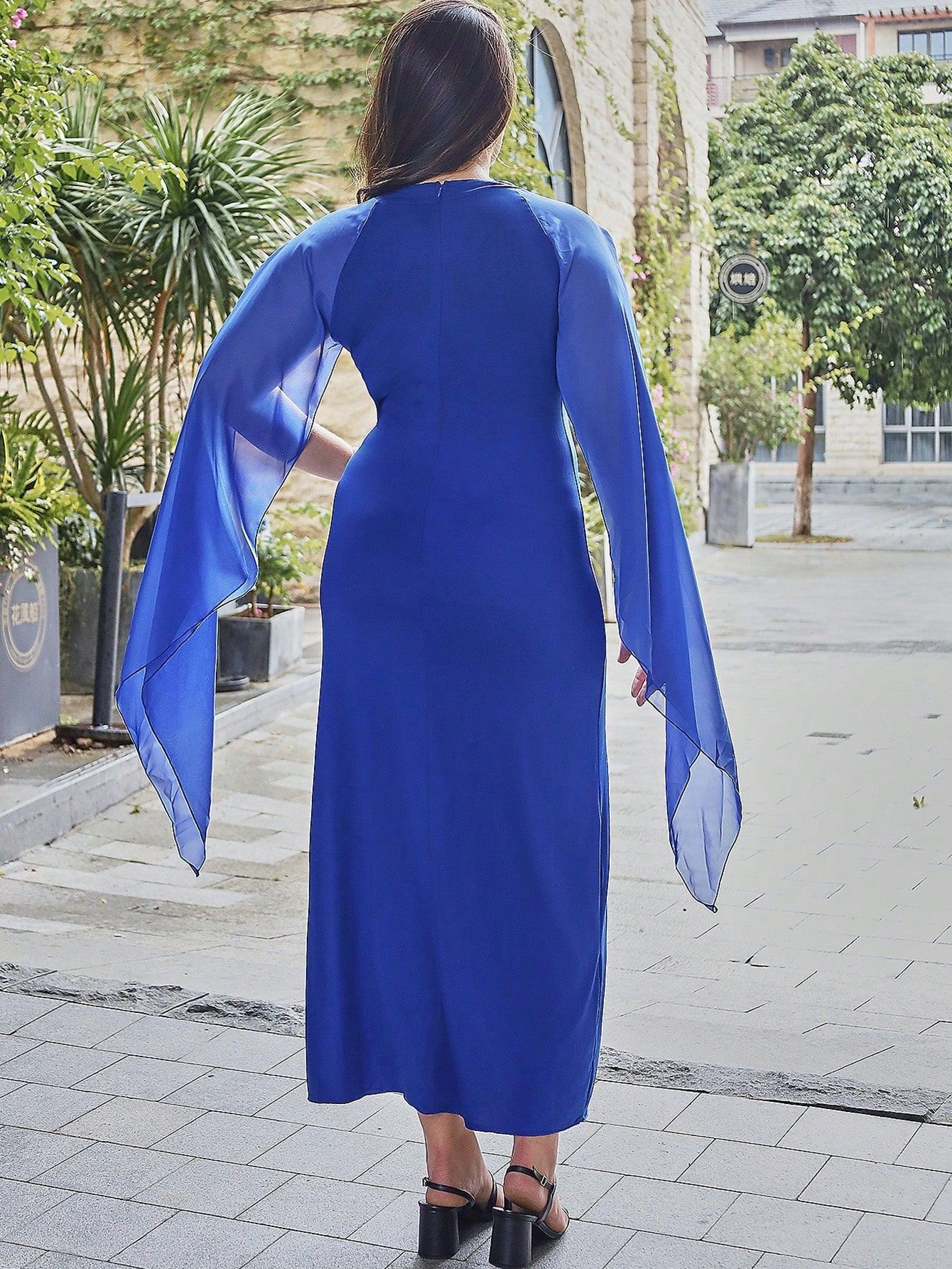 GraceChic Cross-Border New Women's Fashion European And American Foreign Trade Plus Size Gown Solid Color Slim Fit Party Dress_voghion.com