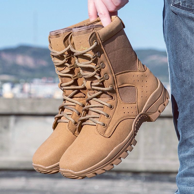 ShoeGlobe Stivali da lavoro tattici alti, antiscivolo, ammortizzanti, sottili, con tomaia in mesh, impermeabili, traspiranti, scarpe da trekking_voghion.com