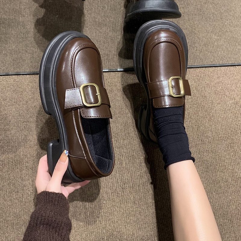 2024 Nieuwe Loafers Britse Stijl Zachte Dames Trendy Lente Herfst Dikke Zool Retro Slip-On Kleine Leren Schoenen_voghion.com