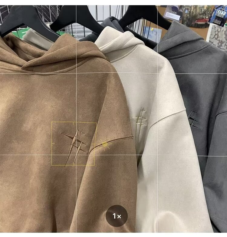 boy Heavyweight Suede Embroidered Sweatshirt For Men, Autumn American Trendy Brand Versatile Hoodie, High Street Lazy Style_voghion.com