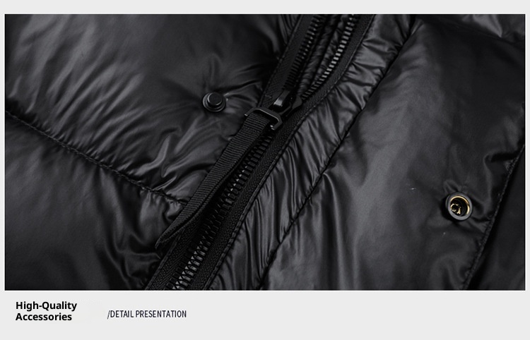 boy High-end Black Gold White Goose Thickened Down Jacket Winter Mid-length Casual Cold-proof Warm Coat Men's Trendy_voghion.com