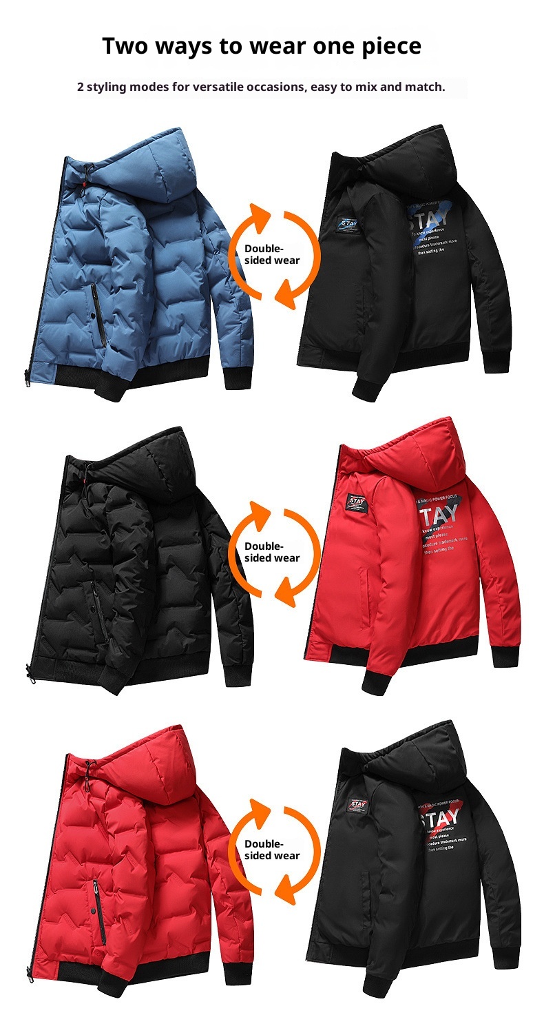 boy Reversible Short New Jacket For Men Youth 90% Fashion White Duck Down Hot Winter Men's Hooded Coat_voghion.com