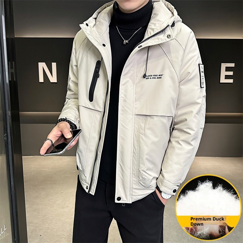 Winterdaunenjacke im gleichen Stil für Herren, trendige Marke, attraktive Kapuzenjacke, Arbeitskleidung, dicker, warmer Mantel_voghion.com