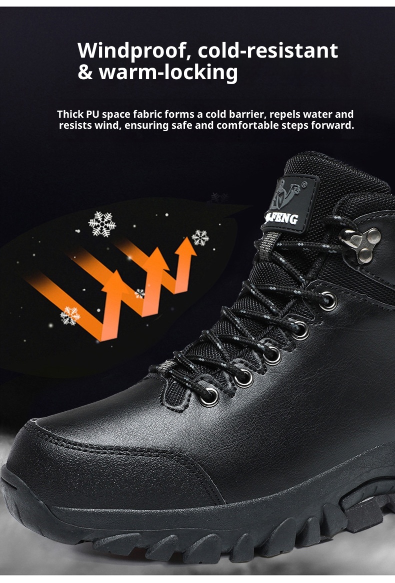 ShoeGlobe Winterschuhe mit dicker Sohle, rutschfest, wasserdicht, hoch geschnitten, für Outdoor-Aktivitäten wie Wandern und Freizeit._voghion.com