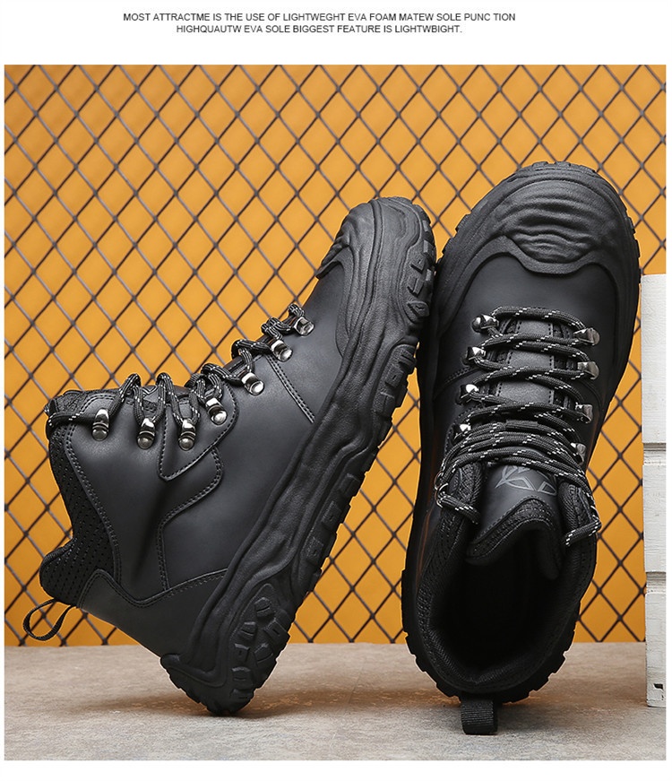 ShoeGlobe Men's Hiking Autumn Winter Outdoor Sports Casual Warm Construction Site Non-Slip Wear-Resistant Work Waterproof Trendy_voghion.com