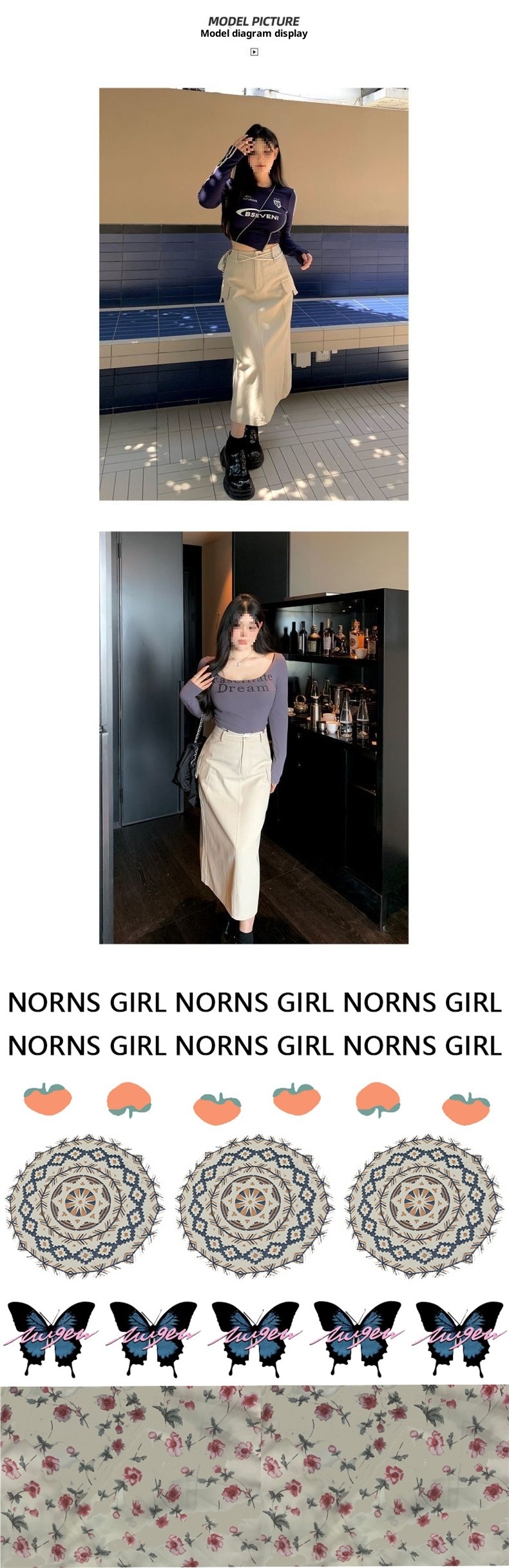 001 Plus Size Herbst Retro Buchstaben Motorrad Sport Stil Bedrucktes Langarm Kurzarmhemd Damen Dicke Arbeitskleidung Rock Set_voghion.com