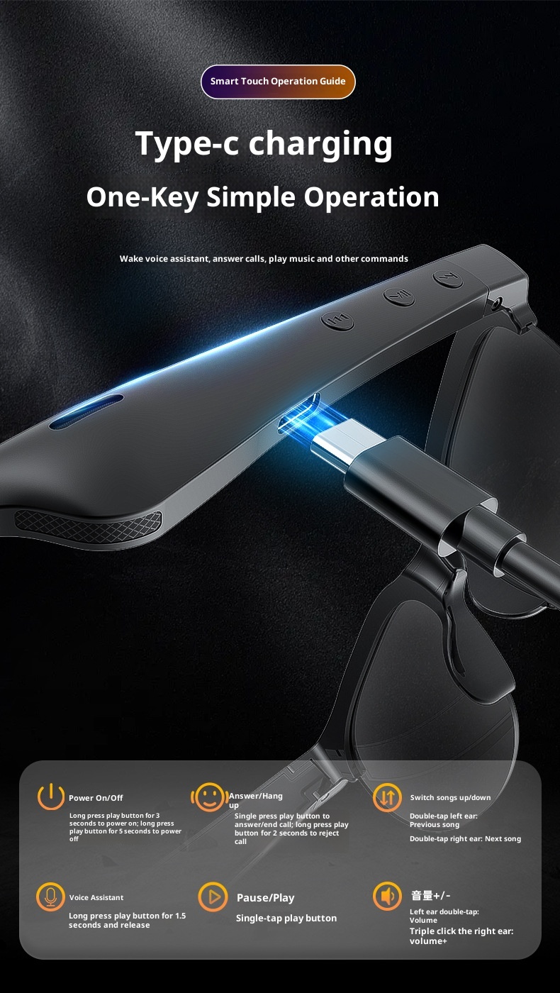 3c Cross-Border XG88Pro Smart Translation Bluetooth Glasses Headset Wireless Sports Running Cycling HD Call Blue Light_voghion.com