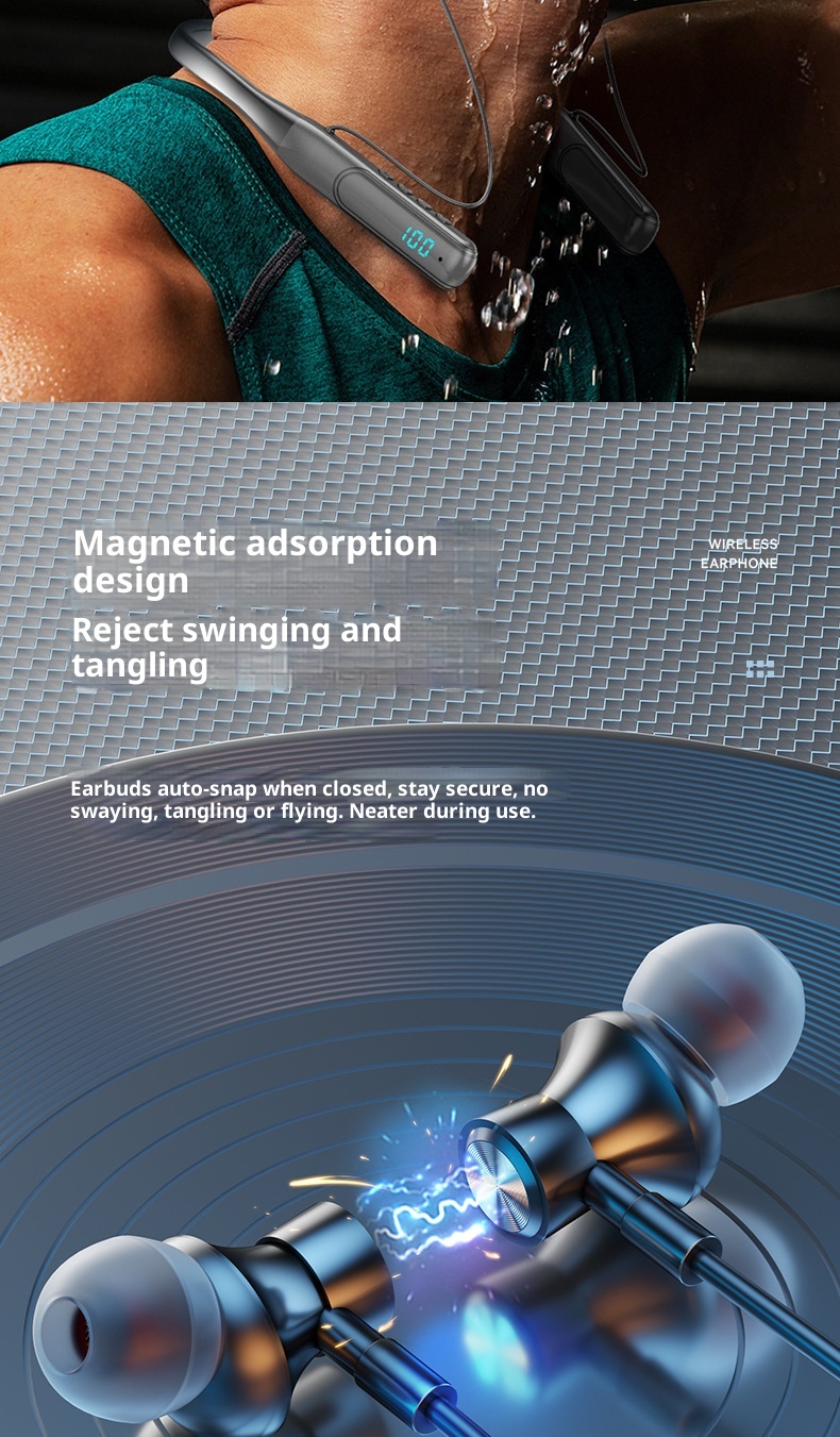 3c 2023 Nuove cuffie Bluetooth da gioco wireless con fascia da collo e display digitale, batteria a lunga durata, universali per tutti_voghion.com