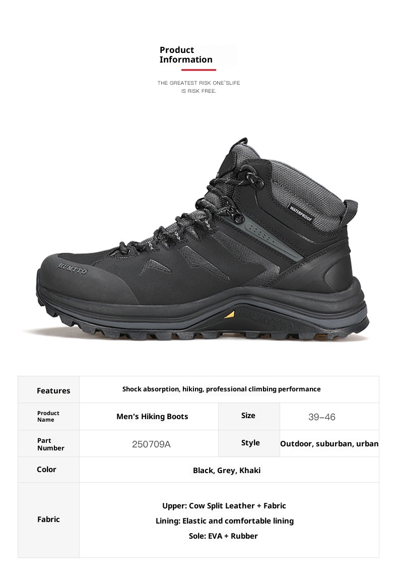 ShoeGlobe Hantu Outdoor Hiking Men, Autumn And Winter New High-top Anti-slip Waterproof Cushioning Wear-resistant Breathable_voghion.com