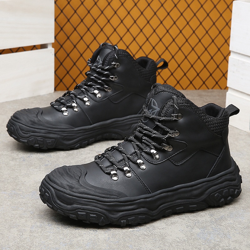 ShoeGlobe Men's Hiking Autumn Winter Outdoor Sports Casual Warm Construction Site Non-Slip Wear-Resistant Work Waterproof Trendy_voghion.com