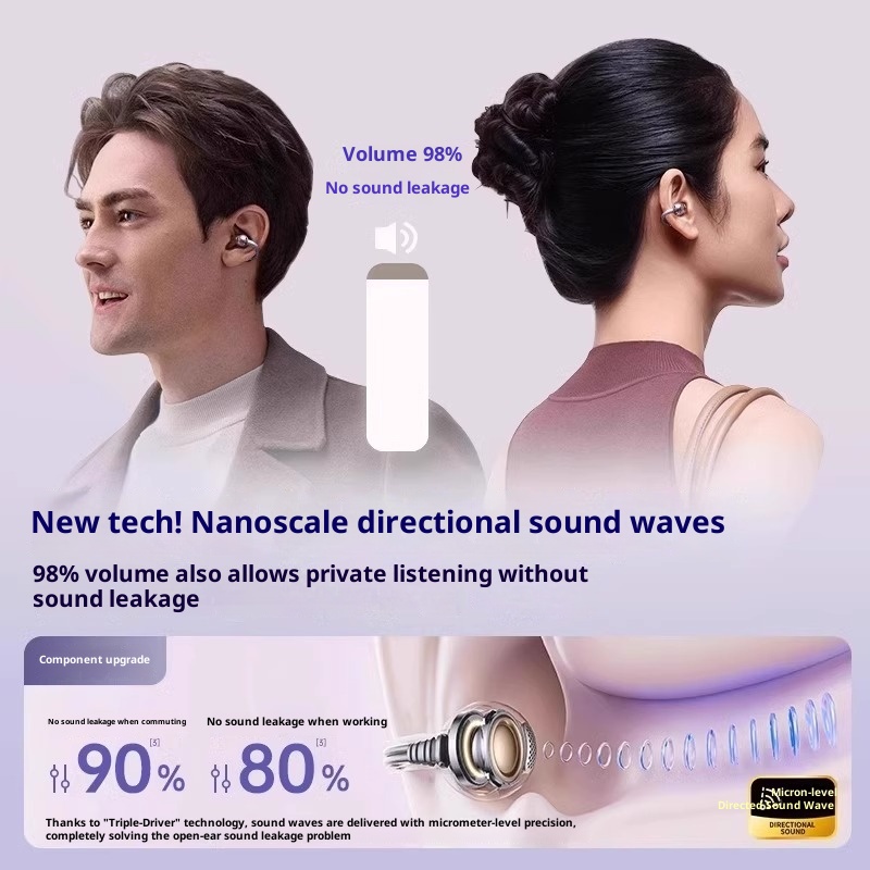 3c Cross-frontal New Cross Conduction Bone Conduction Bluetooth Clip Ear AI Intelligent Translation Wireless Long Battery Life Sports Noise_voghion.com