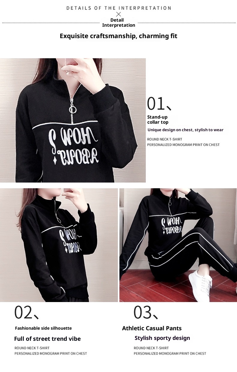 001 Plus Size Clothing 2025 Casual Sports Women's Autumn New Fashion White Sweatshirt Two-Piece Set_voghion.com