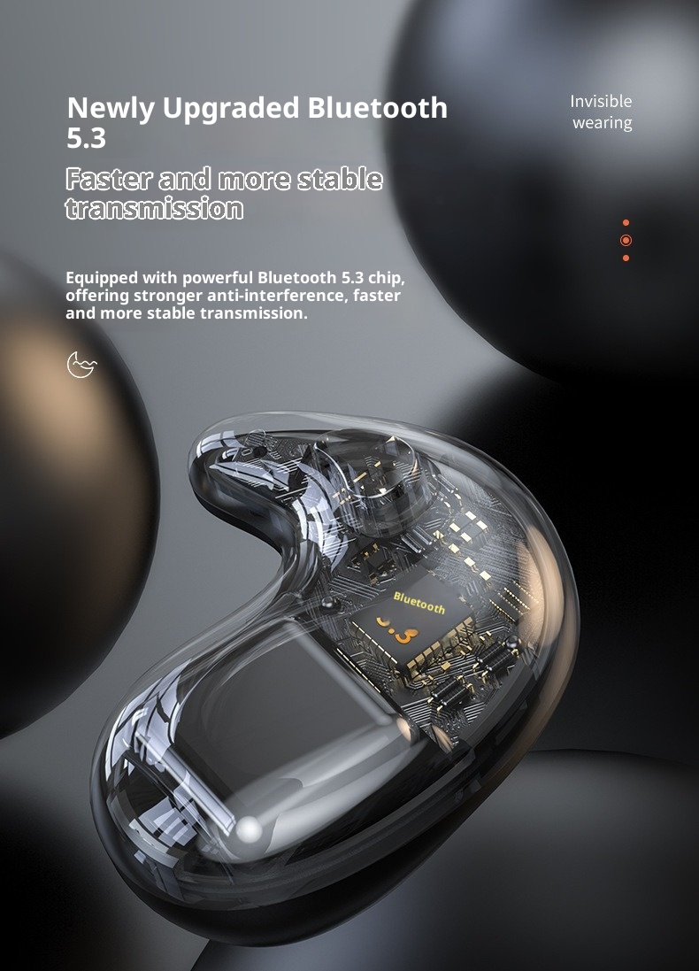 3c Bluetooth Earphones Non-In-Ear Sleep Long-Wear No Pain Ultra-Thin Bone Conduction Long Battery Wireless Life Waterproof_voghion.com