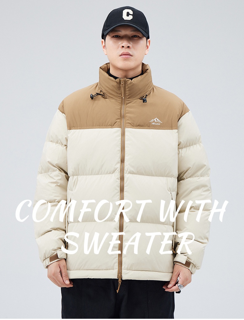boy New Trendy Brand Winter Thickened Warm Short Japanese Retro Solid Color Loose White Duck Down Jacket Men's Clothing_voghion.com
