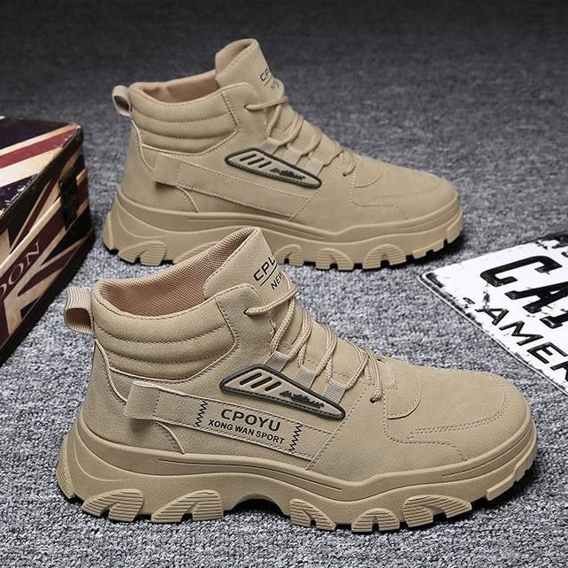 ShoeGlobe Martin Spring da uomo, stivali da trekking alti, impermeabili, antiscivolo, da lavoro e da esterno, con suola spessa e altezza maggiorata_voghion.com