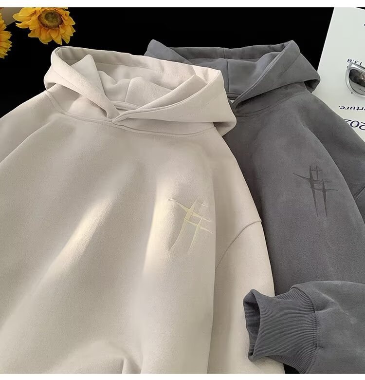 boy Heavyweight Suede Embroidered Sweatshirt For Men, Autumn American Trendy Brand Versatile Hoodie, High Street Lazy Style_voghion.com