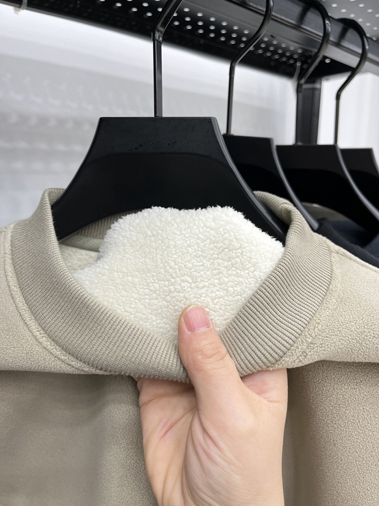 Felpa invernale da uomo con fodera in pile autoriscaldante, spessa, antifreddo, con scollo rotondo, [lana di alpaca] Bestseller_voghion.com