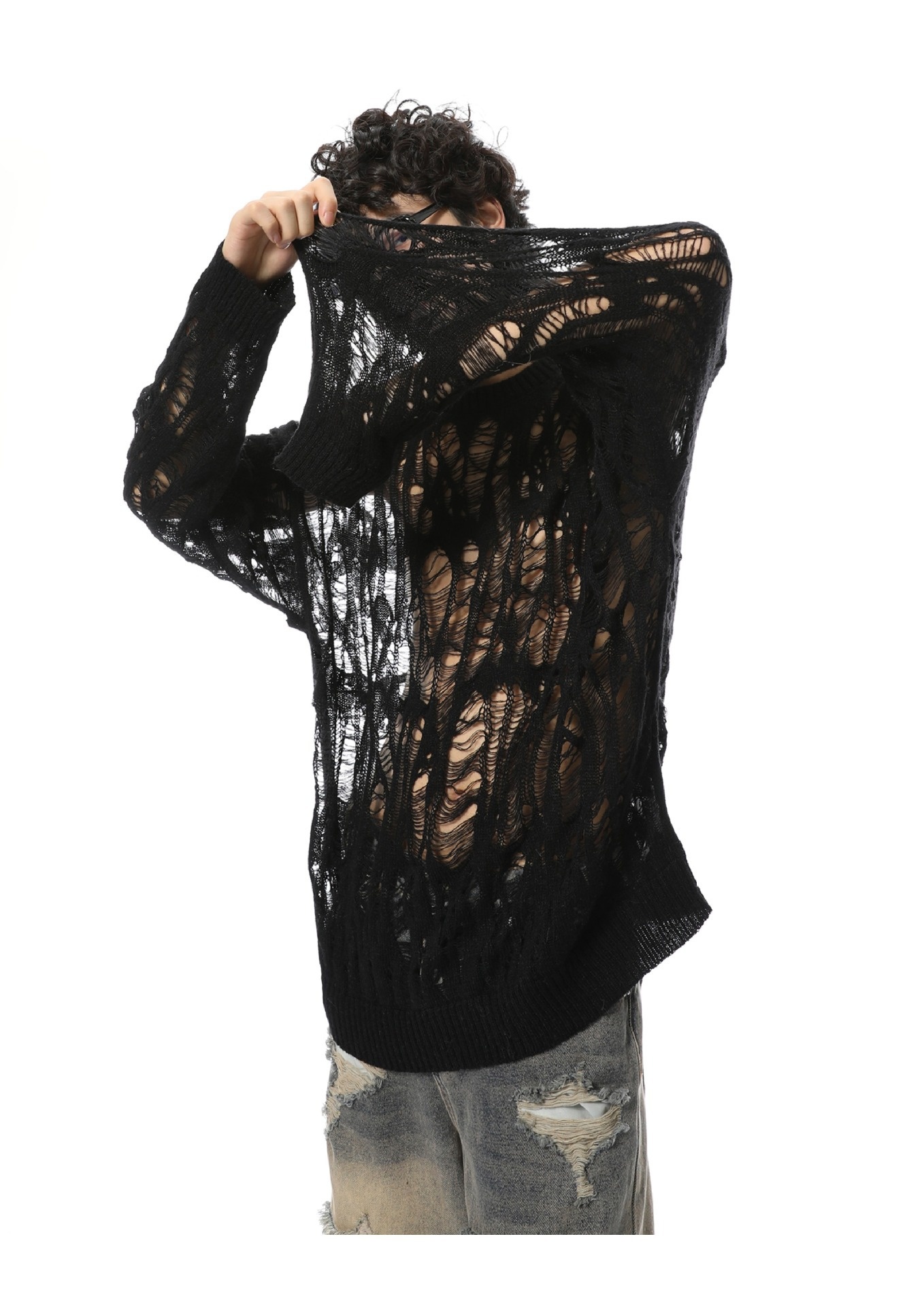 ragazzo ragazzo ragazzo inizio autunno nuovo maglione lavorato a maglia largo nicchia traforata protezione solare uomo stile coreano pigro casual top alla moda_voghion.com