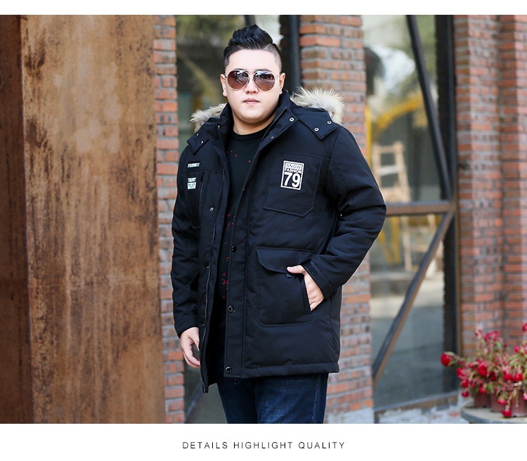 Daunenjacke in Übergröße für Jungen, mittellang, dick gefüttert, warm, Oversized-Wintermantel für Herren_voghion.com