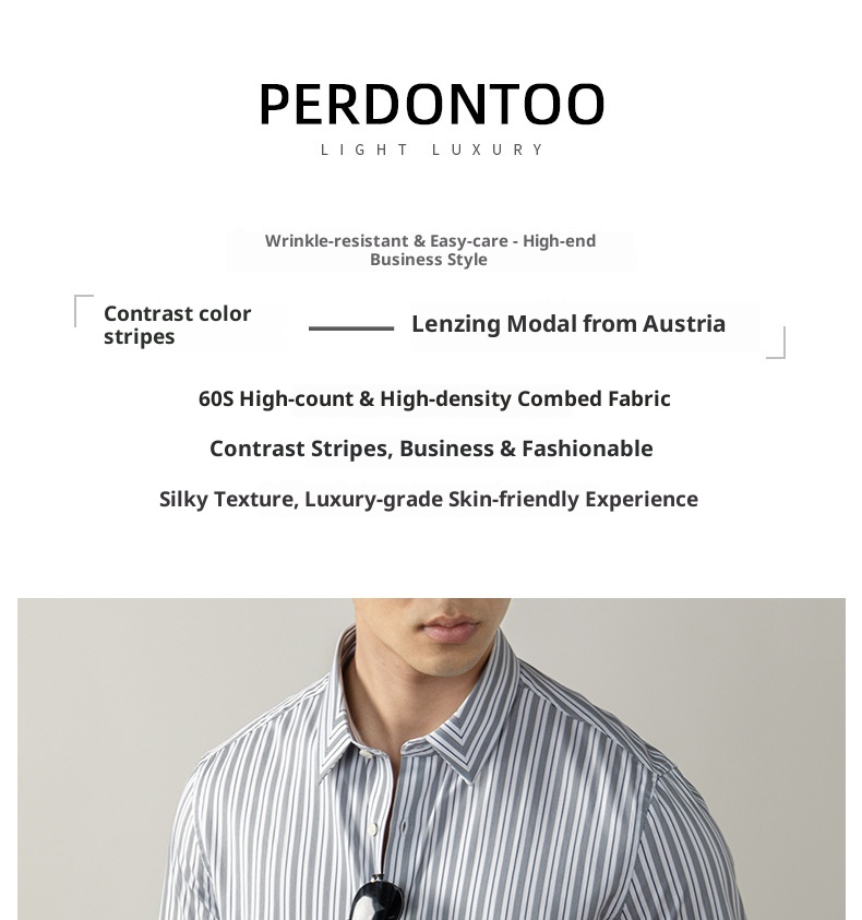 ForMen Urban Light Austrian Lenzing Modal Striped Shirt Men's High-end Business Silky Formal Wear Non-iron_voghion.com