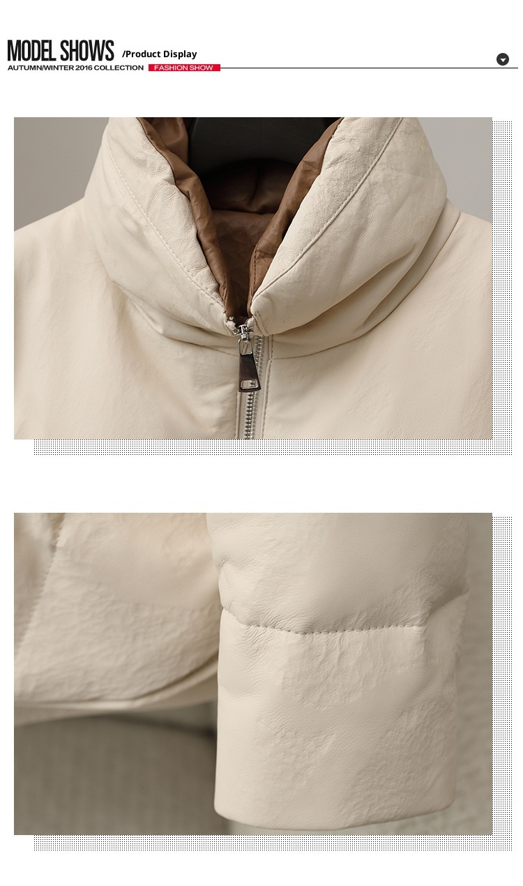 ChicShe 2025 Autunno Inverno Nuovo Cappotto Corto in Pelle di Pecora da Donna in Piuma d'Oca Spessa e Calda Giacca in Vera Pelle Haining_voghion.com